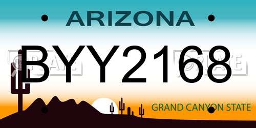BYY2168 Arizona License Plate