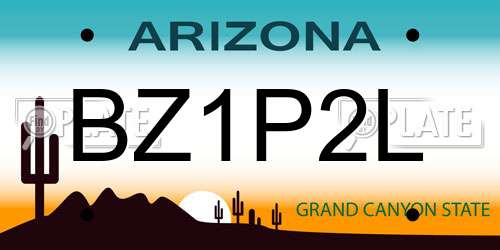 BZ1P2L Arizona License Plate