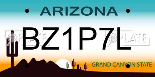 BZ1P7L Arizona License Plate