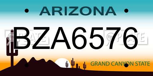 BZA6576 Arizona License Plate