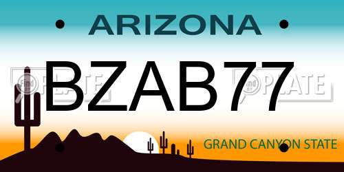 BZAB77 Arizona License Plate