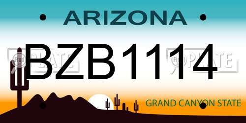 BZB1114 Arizona License Plate