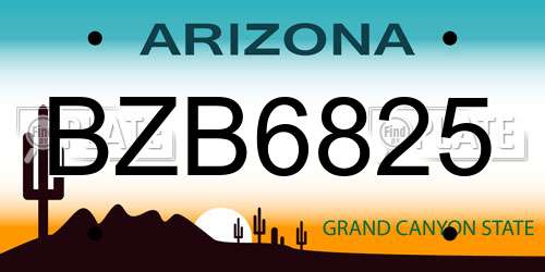 BZB6825 Arizona License Plate