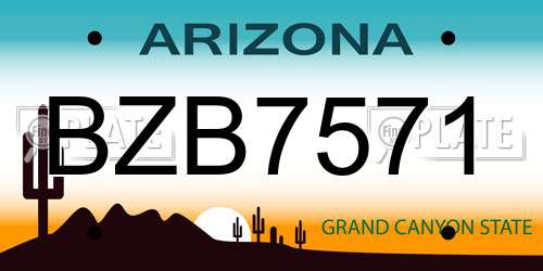 BZB7571 Arizona License Plate