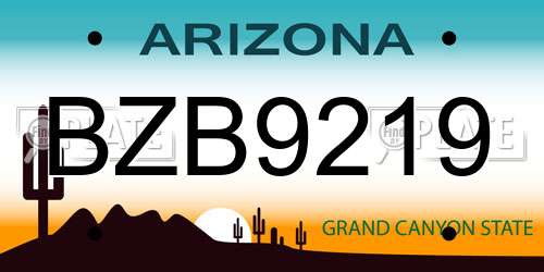 BZB9219 Arizona License Plate