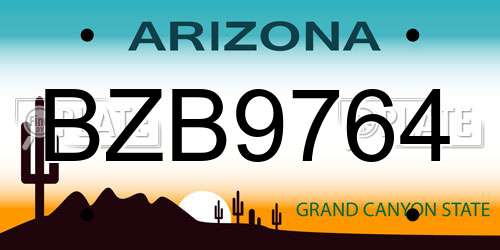 BZB9764 Arizona License Plate