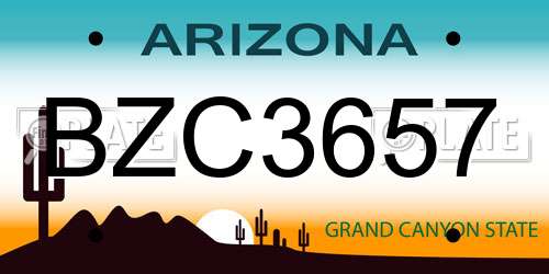 BZC3657 Arizona License Plate
