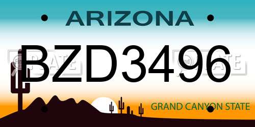 BZD3496 Arizona License Plate