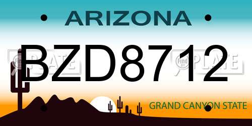 BZD8712 Arizona License Plate