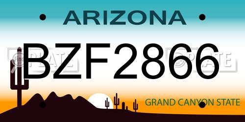 BZF2866 Arizona License Plate