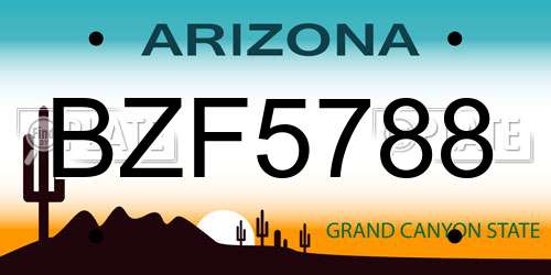 BZF5788 Arizona License Plate