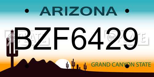 BZF6429 Arizona License Plate