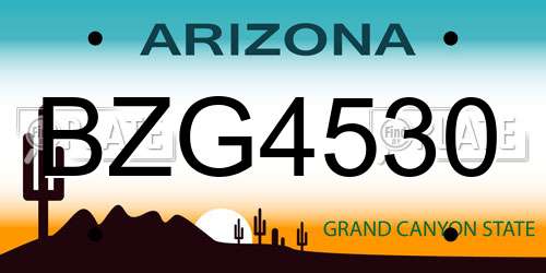 BZG4530 Arizona License Plate