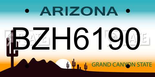 BZH6190 Arizona License Plate