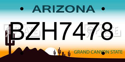 BZH7478 Arizona License Plate