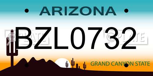 BZL0732 Arizona License Plate