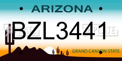 BZL3441 Arizona License Plate
