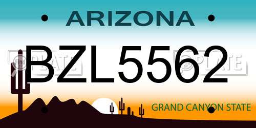 BZL5562 Arizona License Plate