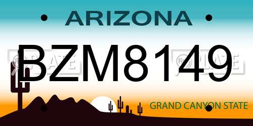 BZM8149 Arizona License Plate