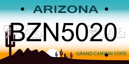 BZN5020 Arizona License Plate