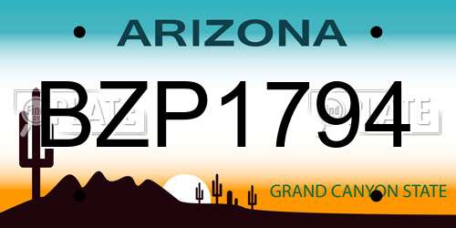BZP1794 Arizona License Plate