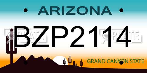 BZP2114 Arizona License Plate
