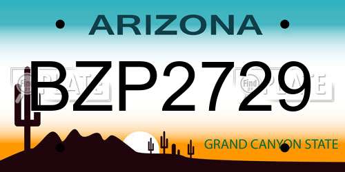 BZP2729 Arizona License Plate