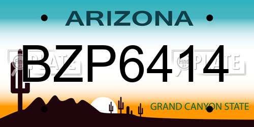 BZP6414 Arizona License Plate
