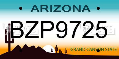 BZP9725 Arizona License Plate