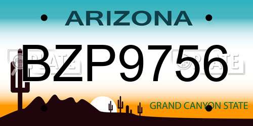 BZP9756 Arizona License Plate