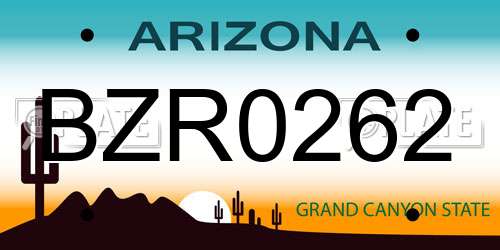 BZR0262 Arizona License Plate
