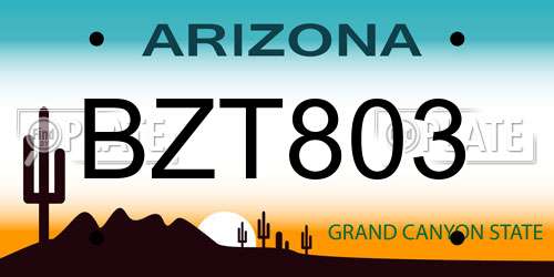 BZT803 Arizona License Plate
