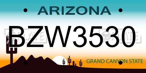 BZW3530 Arizona License Plate