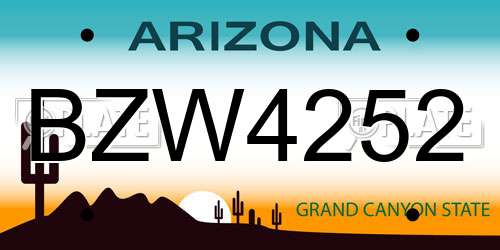 BZW4252 Arizona License Plate