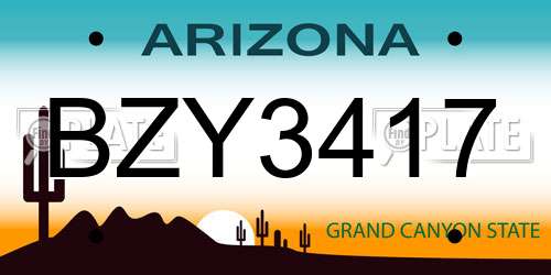BZY3417 Arizona License Plate