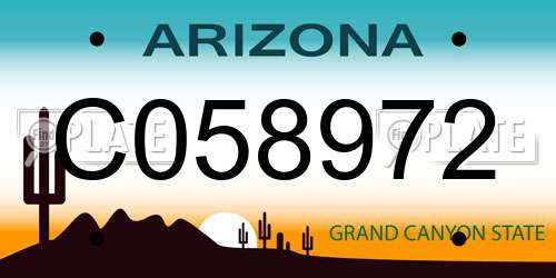 C058972 Arizona License Plate