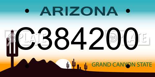C384200 Arizona License Plate