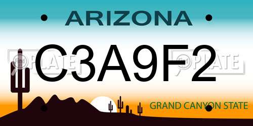 C3A9F2 Arizona License Plate