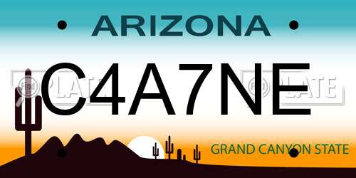 C4A7NE Arizona License Plate