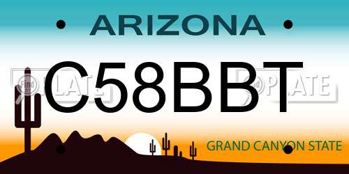 C58BBT Arizona License Plate