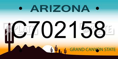 C702158 Arizona License Plate
