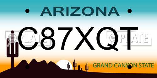 C87XQT Arizona License Plate