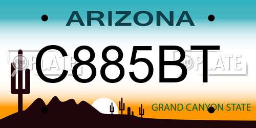 C885BT Arizona License Plate