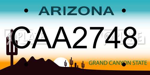 CAA2748 Arizona License Plate