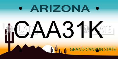 CAA31K Arizona License Plate