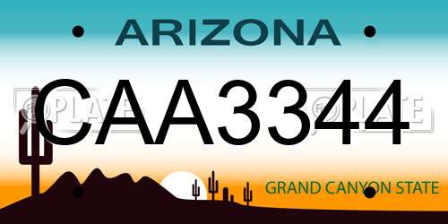 CAA3344 Arizona License Plate