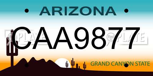 CAA9877 Arizona License Plate
