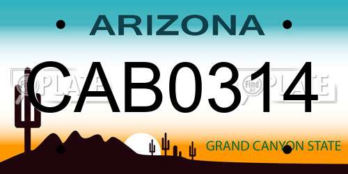 CAB0314 Arizona License Plate