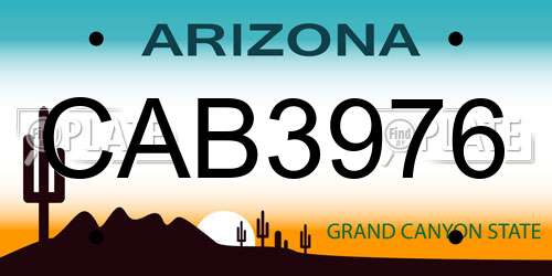 CAB3976 Arizona License Plate