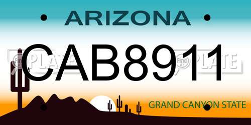CAB8911 Arizona License Plate